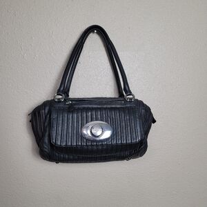 Karen Millen  Luxury Leather Handbag Double Handle  Black  MINT Large